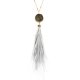 Genuine Stone Pendant Feather Necklace