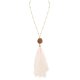 Genuine Stone Pendant Feather Necklace