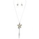 Starfish Pendant Tassel Long Necklace Set