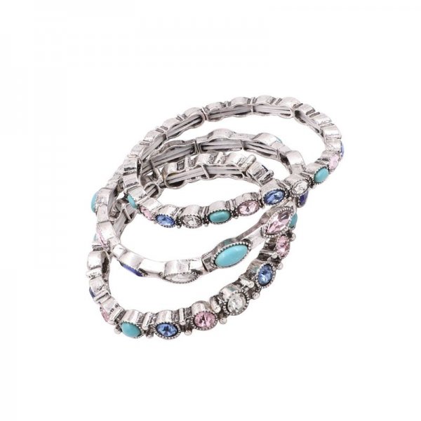 Glass Jewel Stretch Bracelet Set